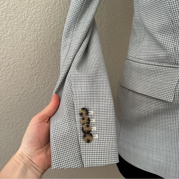 CLUB MONACO Borrem Single Button Blazer Wool Blend White Grey Size 10 - Picture 6 of 16